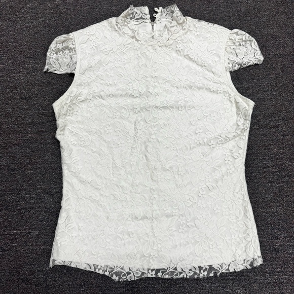 Laundry by Shelli Segal Lace Sleeve Short Sleeve Blouse Size Small - Picture 1 of 7